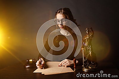 Lawyer business women working and notary signs the documents at office. consultant lawyer, justice and law ,attorney Stock Photo