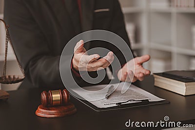 Lawyer concepts to testify to clients and to provide counseling in cases, to provide legal relief, to maintain law and fairness, Stock Photo