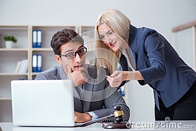 The lawyer discussing legal case with client Stock Photo