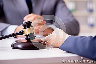 The lawyer discussing legal case with client Stock Photo