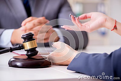 The lawyer discussing legal case with client Stock Photo