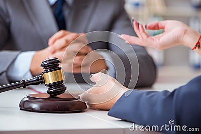 The lawyer discussing legal case with client Stock Photo