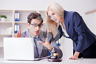 The lawyer discussing legal case with client Stock Photo