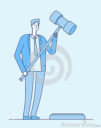 Lawyer with gavel. Jurisdiction legal verdict lawyers legislation guilty judge guilt punishment innocent vector concept Vector Illustration