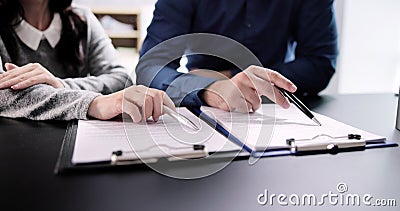 Lawyer Hand Document Review Stock Photo