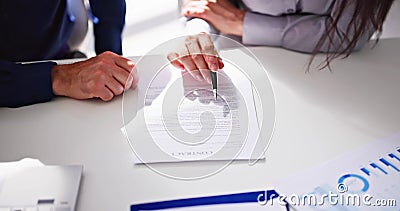 Lawyer Hand Document Review Stock Photo