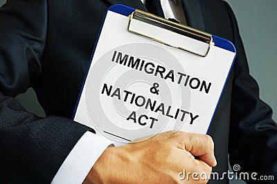 Lawyer holds Immigration and Nationality Act INA Stock Photo