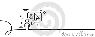 Lawyer line icon. Court judge sign. Continuous line with curl. Vector Vector Illustration