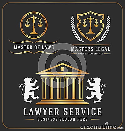 Lawyer service office logo template Vector Illustration