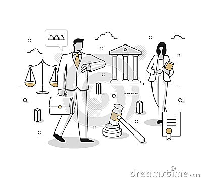 Lawyers and Legal Services Concept Vector Illustration