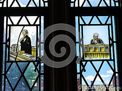 Lawyers Stained Glass Law Library Yale University New Haven Connecticut Editorial Stock Photo