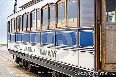 Laxey, Isle of Man, June 15, 2019. The Snaefell Mountain Railway is an electric mountain railway on the Isle of Man Editorial Stock Photo