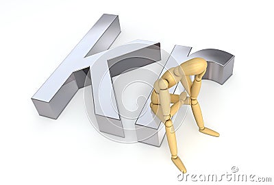 Lay Figure Sitting on Krone Symbol Stock Photo