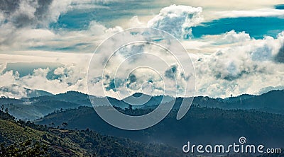 Layer of hills with clouds Stock Photo