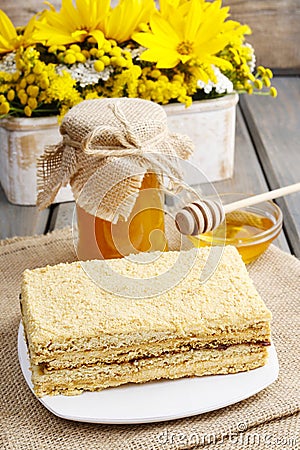 Layer honey cake Stock Photo