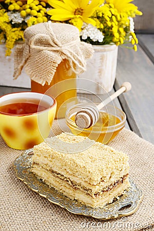 Layer honey cake Stock Photo