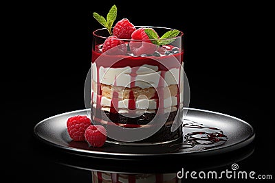 Layered Berry Trifle in a Glass Cup Stock Photo