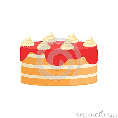 Layered Cake With Strawberry Syrup Decorated Big Special Occasion Party Dessert For Wedding Or Birthday Celebration Vector Illustration