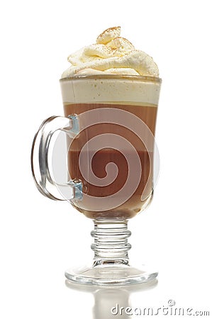 Layered Chocolate Cocktail with Whipped Cream Stock Photo