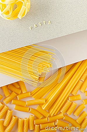 Layered composition with different types of pasta Stock Photo