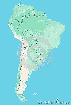 Map of South American continent Vector Illustration