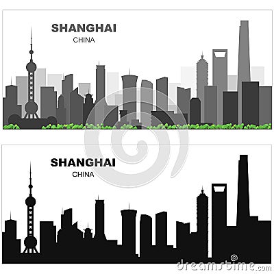 Layered editable vector illustration sihouette of Shanghai,China Vector Illustration