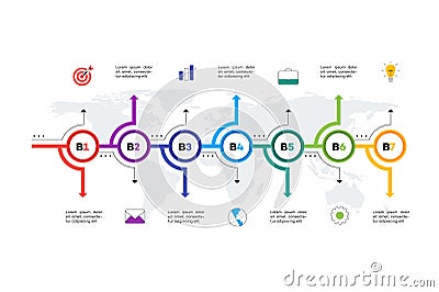 Layered Horizontal Infographic Timeline. Vector Illustration