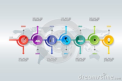 Layered Horizontal Infographic Timeline. Vector Illustration