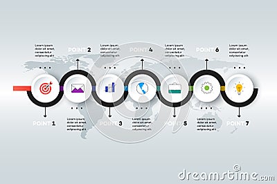 Layered Horizontal Infographic Timeline. Vector Illustration