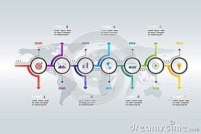 Layered Horizontal Infographic Timeline. Vector Illustration