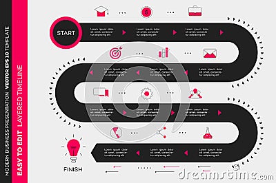 Layered Infographic Timeline. Vector Roadmap, Template For Vector Illustration