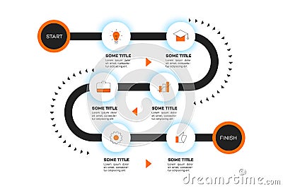 Layered Infographic Timeline. Vector Roadmap, Template For Modern Business Presentation, Annual Reports, Layouts Vector Illustration