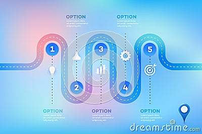 Layered Infographic Timeline. Vector Roadmap, Template For Modern Business Presentation, Annual Reports, Layouts Vector Illustration