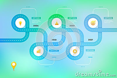 Layered Infographic Timeline. Vector Roadmap, Template For Modern Business Presentation, Annual Reports, Layouts Vector Illustration