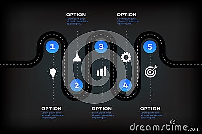 Layered Infographic Timeline. Vector Roadmap, Template For Modern Business Presentation, Annual Reports, Layouts Vector Illustration