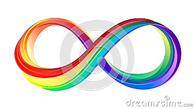 Layered rainbow infinity symbol on white background Vector Illustration