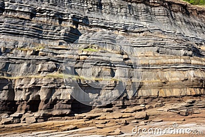 layered rock patterns in a sedimentary cliff Stock Photo