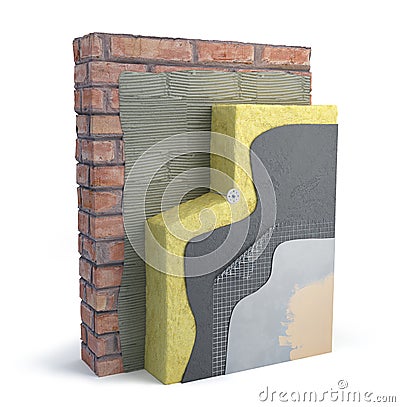 Layered scheme of a thermal insulation of walls Cartoon Illustration