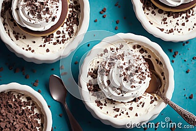 Layered Vanilla and Chocolate Pudding Dessert.AI Generated Stock Photo