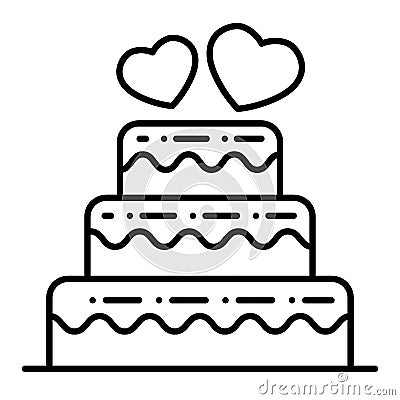 Layered wedding cake thin line icon. Wedding cake vector illustration isolated on white. Tiered cake outline style Vector Illustration