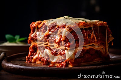 Layers of Bliss: Dive into Delectable Lasagna Delight Stock Photo