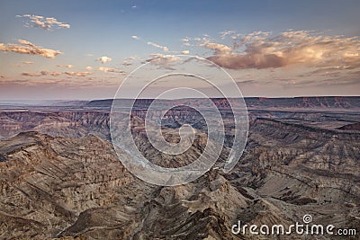 Layers of the Fish River Canyon, Namibia. Main view point looking west. Stock Photo