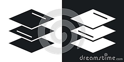 Layers icon set. 3 level fabric vector symbol. three layer protection sign. multi layer material icon Vector Illustration