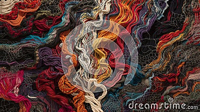 Layers upon layers of intricate wool twists intertwine and overlap in a chaotic yet harmonious display evoking a sense Stock Photo