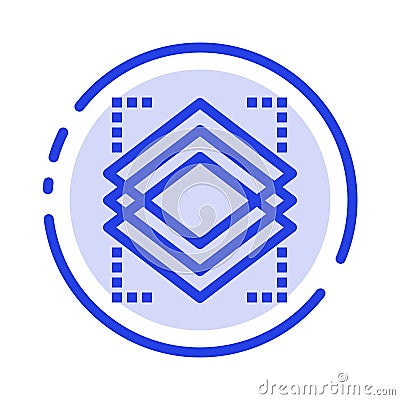 Layers, Object, Layer, Server Blue Dotted Line Line Icon Vector Illustration