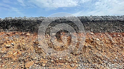 Layers soil rock road blur Stock Photo