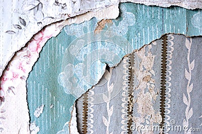Layers of torn wallpaper Stock Photo