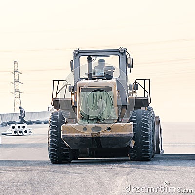 Laying asphalt special equipment Stock Photo