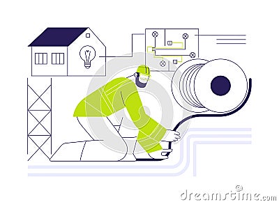 Laying electric cables abstract concept vector illustration. Vector Illustration