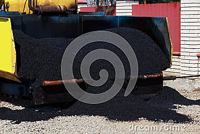 Laying fresh asphalt Stock Photo